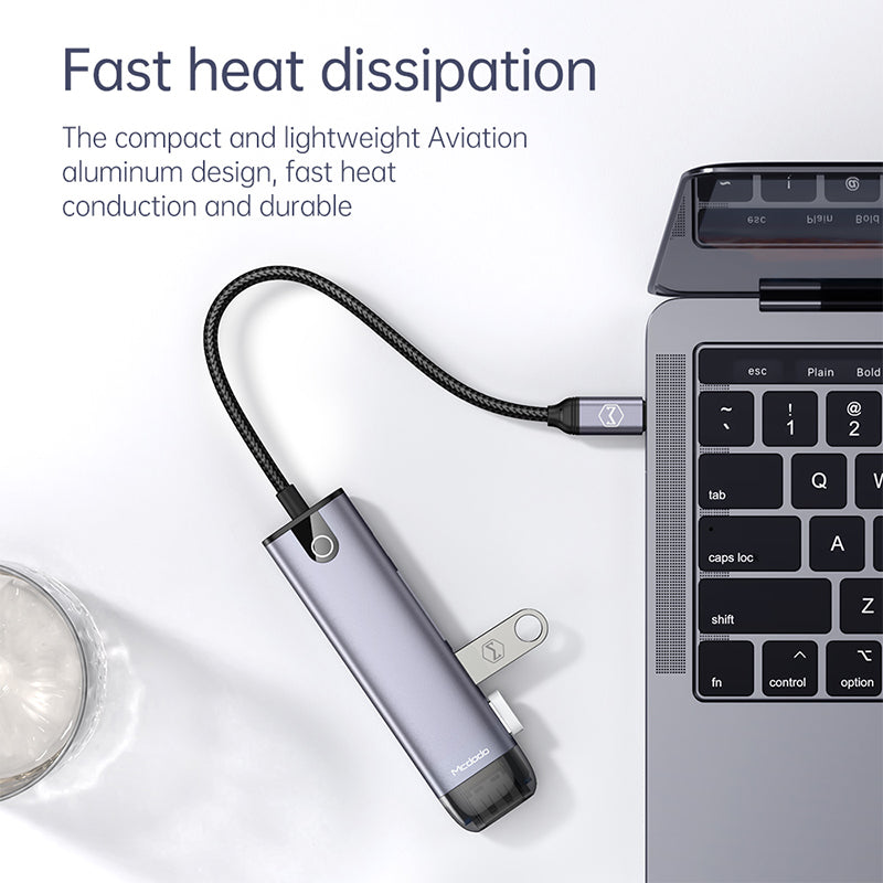 Mcdodo 6 in 1 HUB  HDMI; USB-A 3.0*2; USB-C(PD 100W);  SD/TF Card Slot