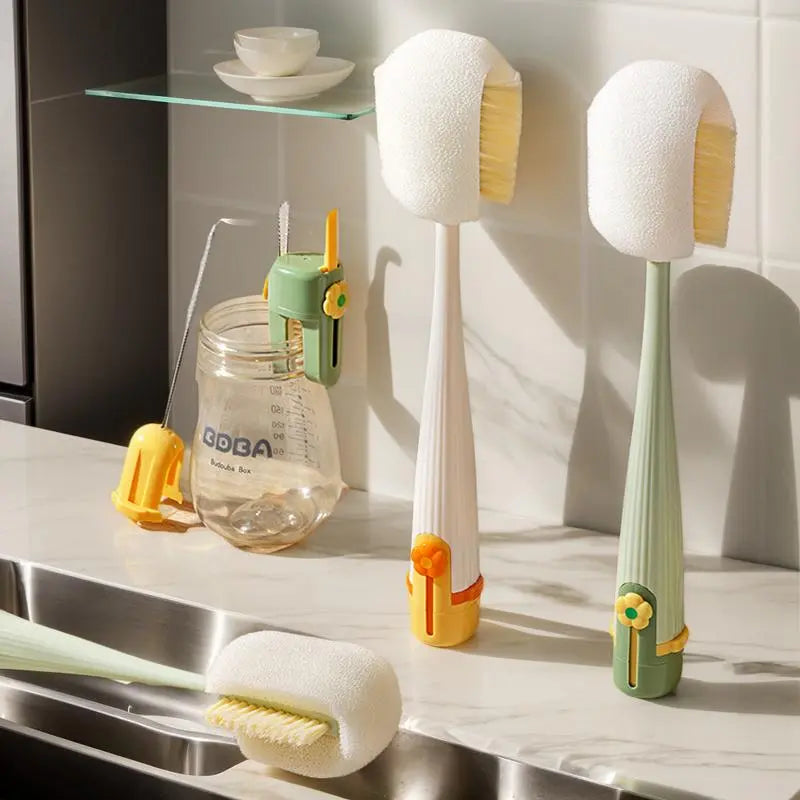 Cepillo Multifuncional 5 en 1 para Botellas Limpia Tapas & Cocina