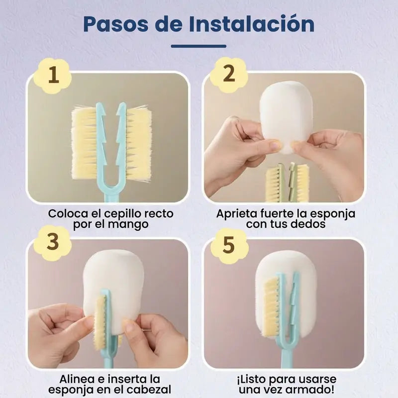 Cepillo Multifuncional 5 en 1 para Botellas Limpia Tapas & Cocina