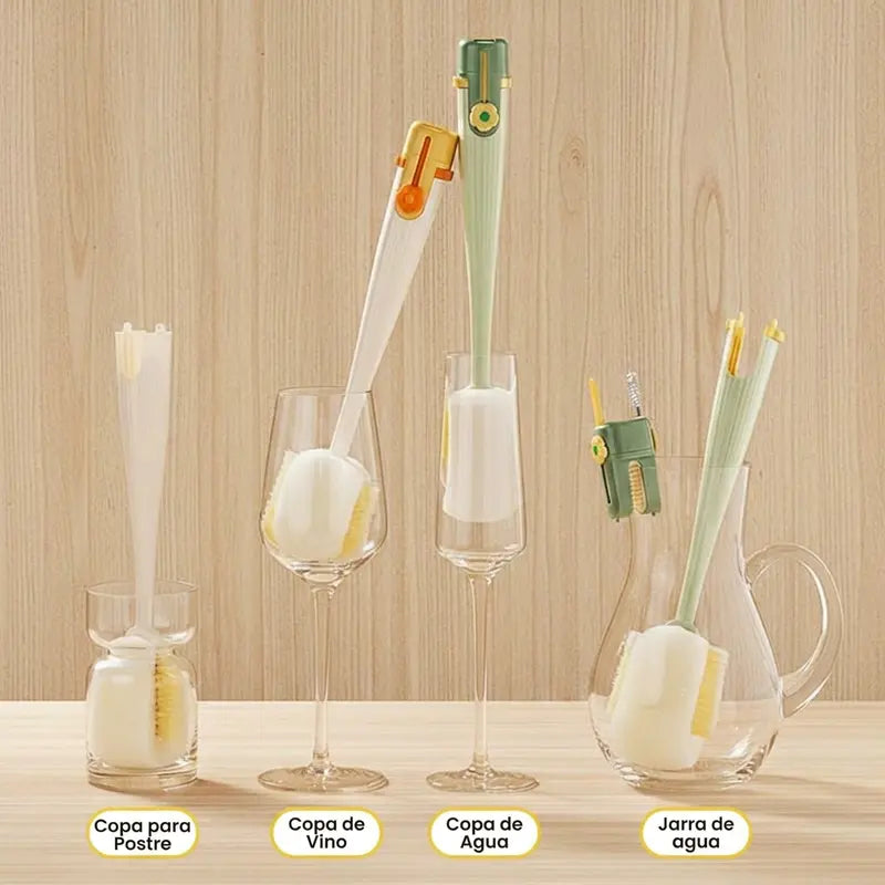 Cepillo Multifuncional 5 en 1 para Botellas Limpia Tapas & Cocina