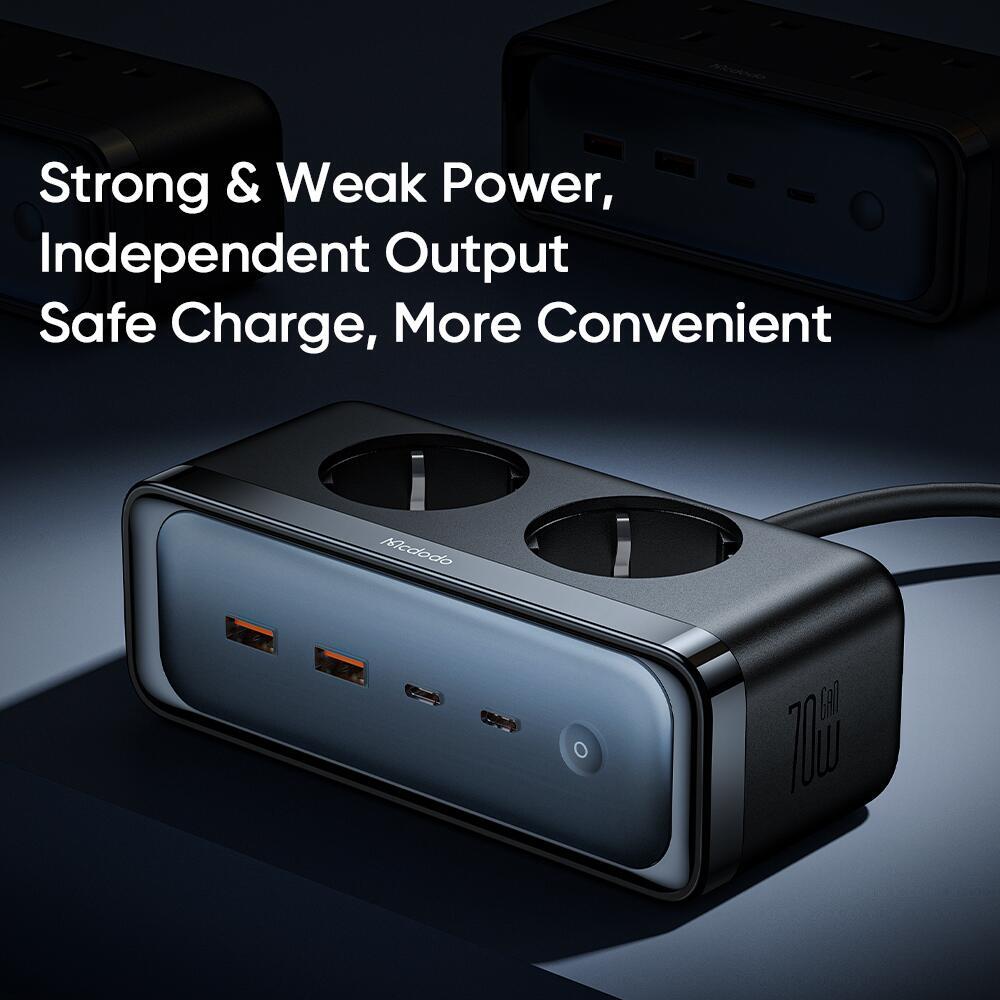 Mcdodo 70W 2C+2A+2AC GAN Lightning Protection Power Strip(EU)
