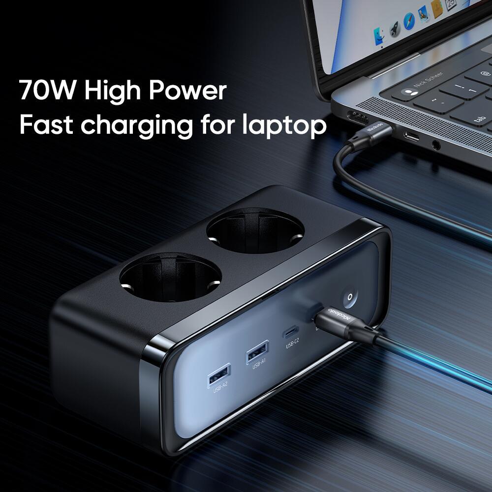 Mcdodo 70W 2C+2A+2AC GAN Lightning Protection Power Strip(EU)