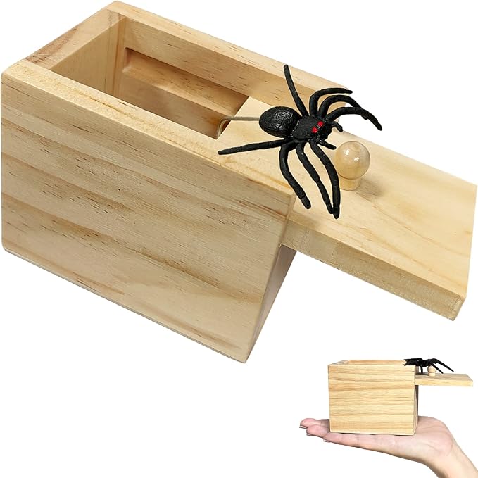 Surprise Spider Prank Box，Handcrafted Spider in a Box Stocking Stuffers,New Year's Surprise Toy and Gag Gift Practical Joke for Adults Men Women Birthday