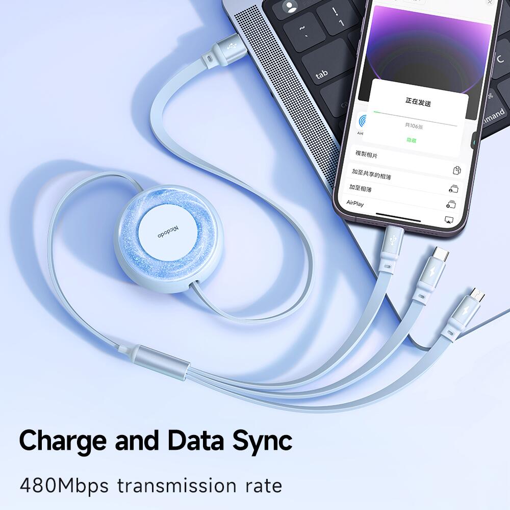Mcdodo 3 in 1 USB-A  to Lightning+Micro+Type-C  Data Cable 1.2m