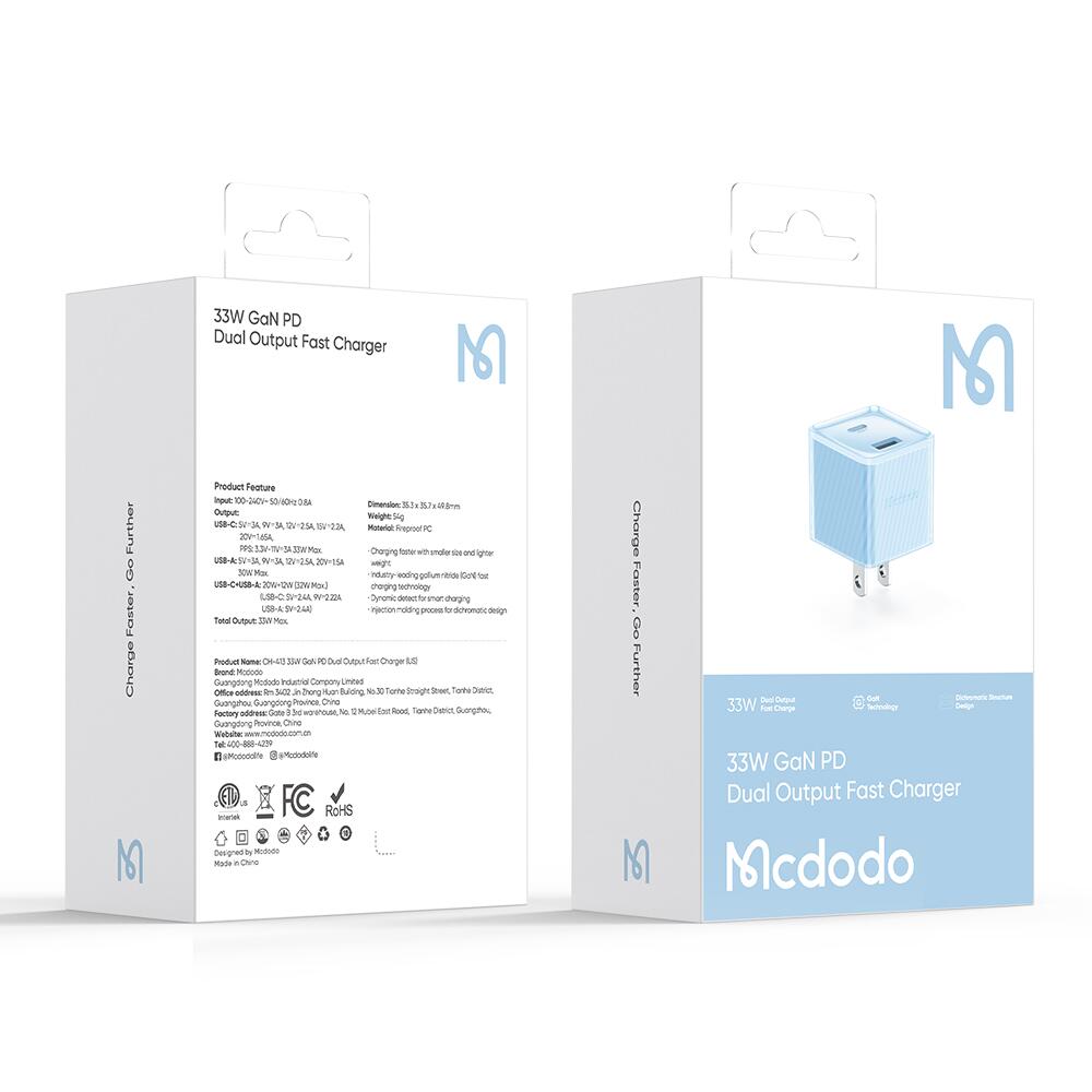 Mcdodo 33W 1C+1A GAN Fast Charger US/EU/UK