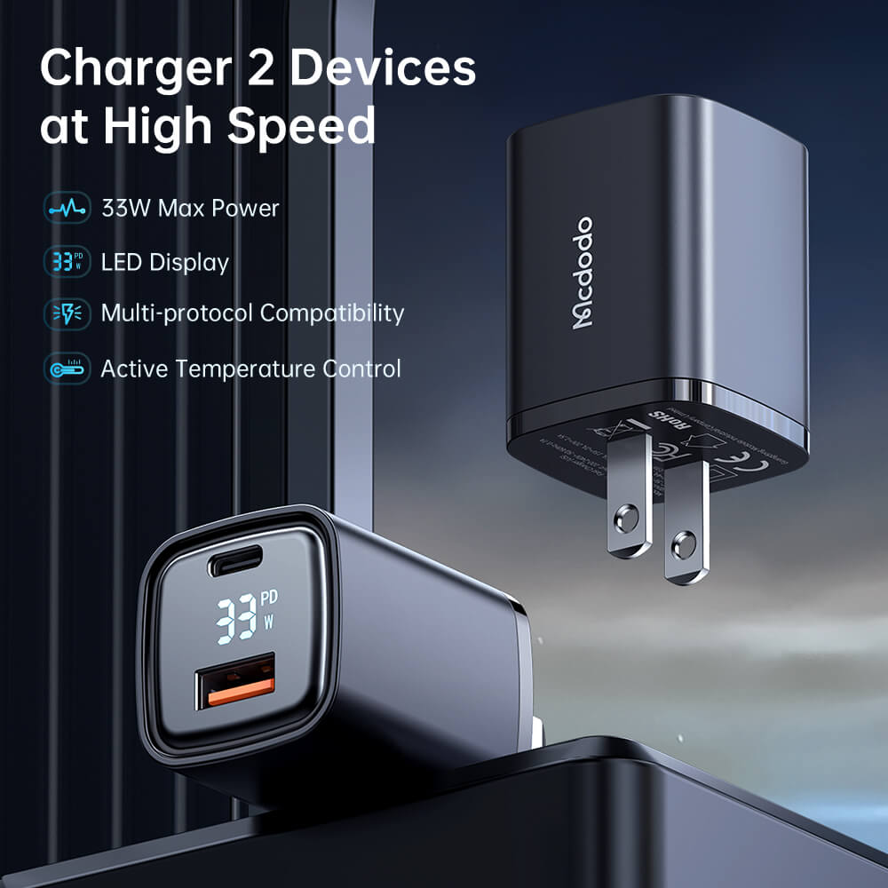 Mcdodo 33W PD+QC Charger (US/UK/EU Plug, Digital Display)